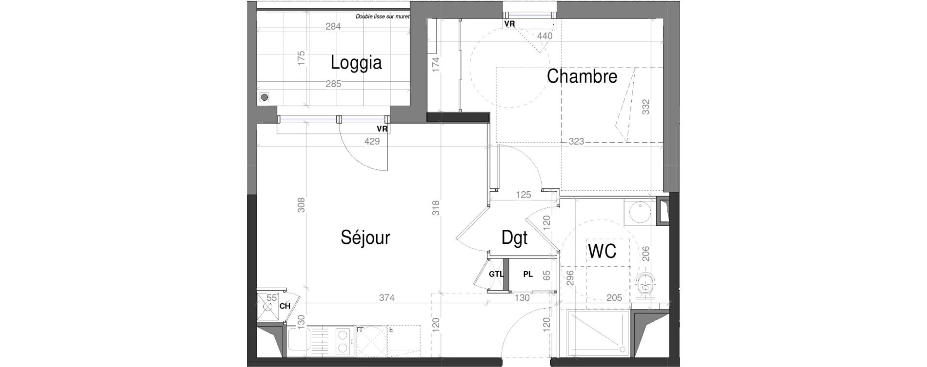 Appartement T2 de 39,90 m2 &agrave; Jassans-Riottier Centre