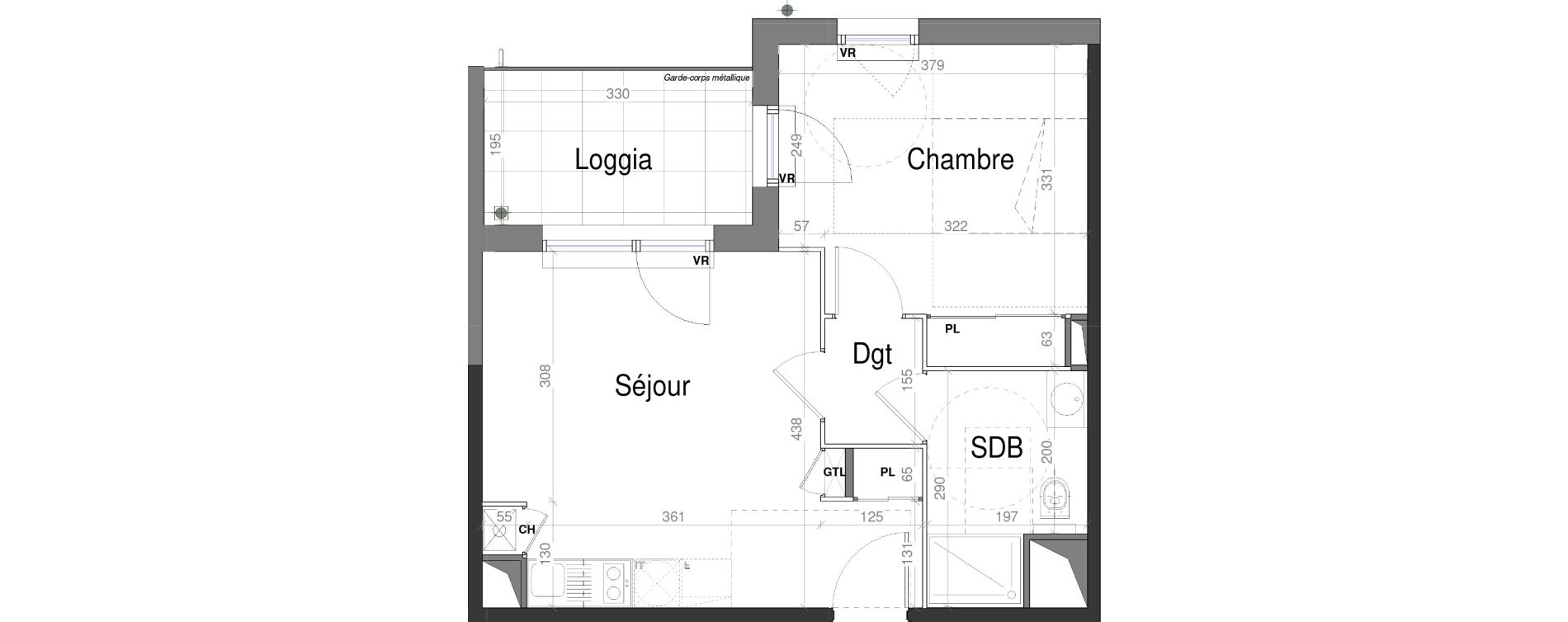 Appartement T2 de 40,08 m2 &agrave; Jassans-Riottier Centre