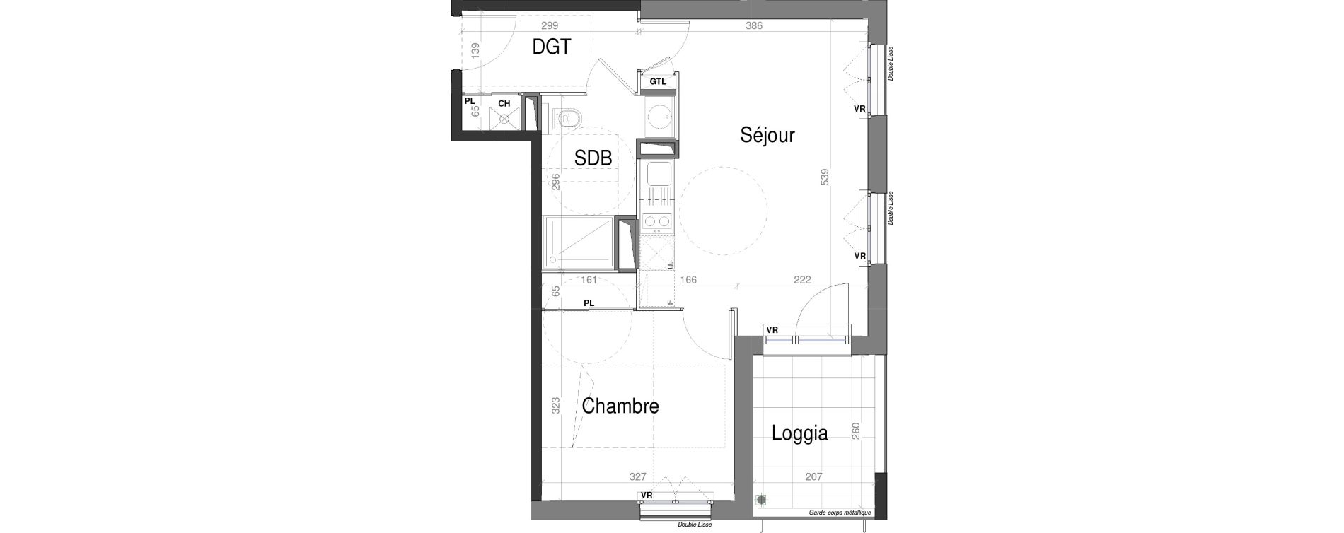 Appartement T2 de 40,46 m2 &agrave; Jassans-Riottier Centre