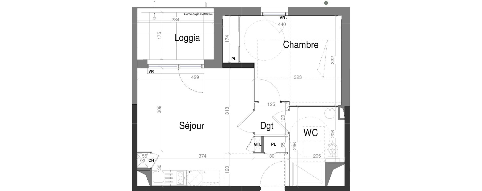 Appartement T2 de 39,91 m2 &agrave; Jassans-Riottier Centre