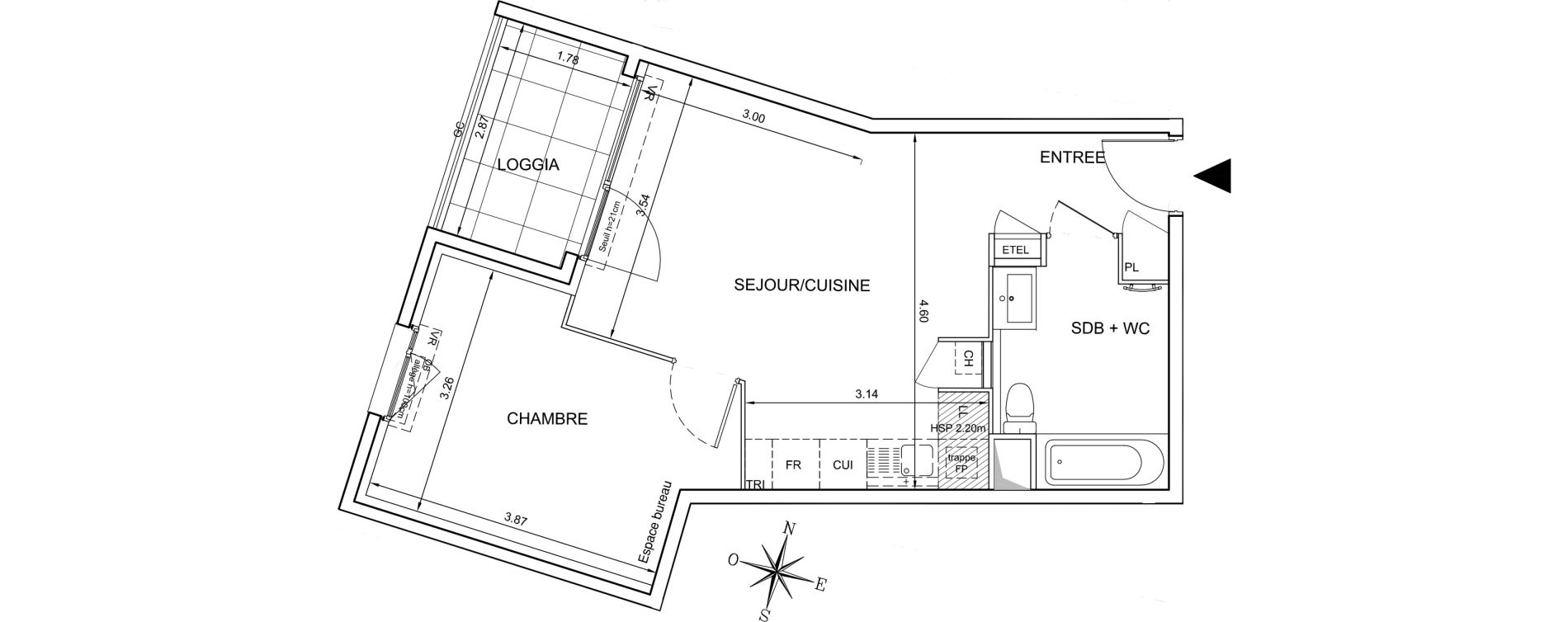 Appartement T2 de 43,44 m2 &agrave; Mionnay Centre