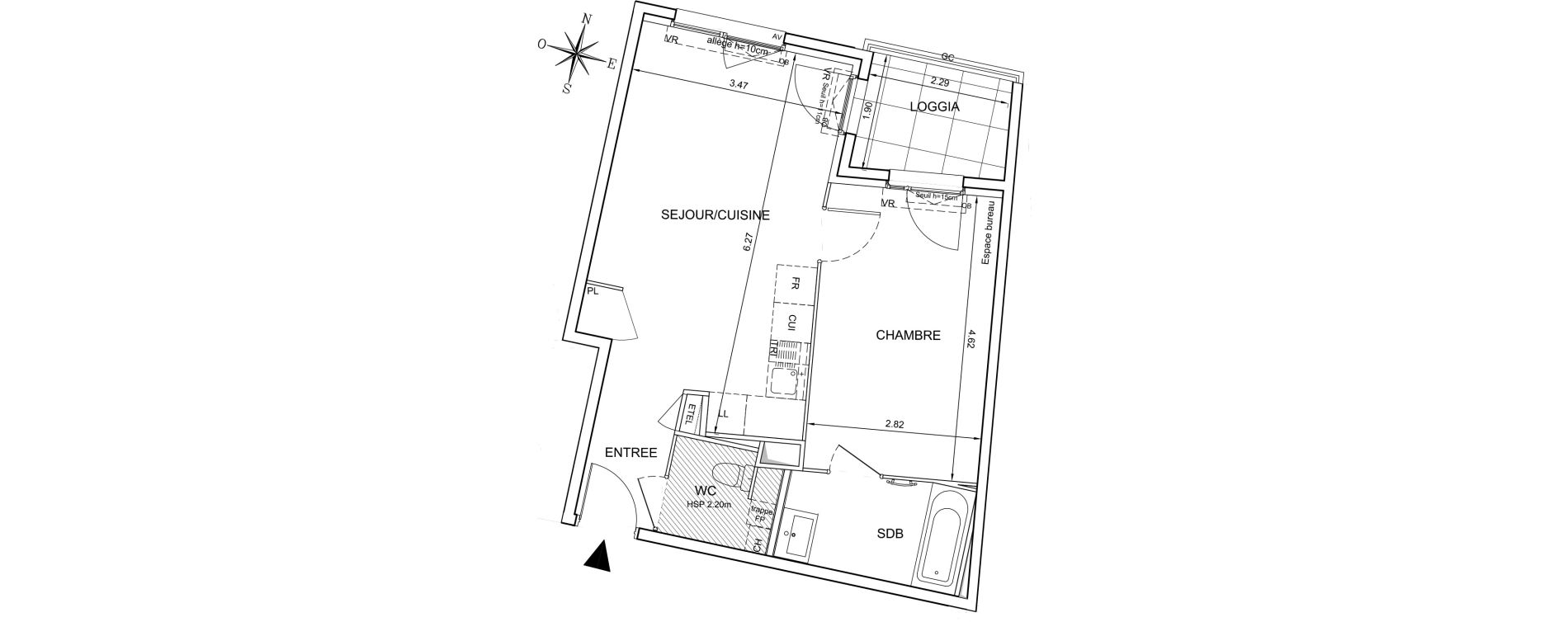 Appartement T2 de 44,39 m2 &agrave; Mionnay Centre