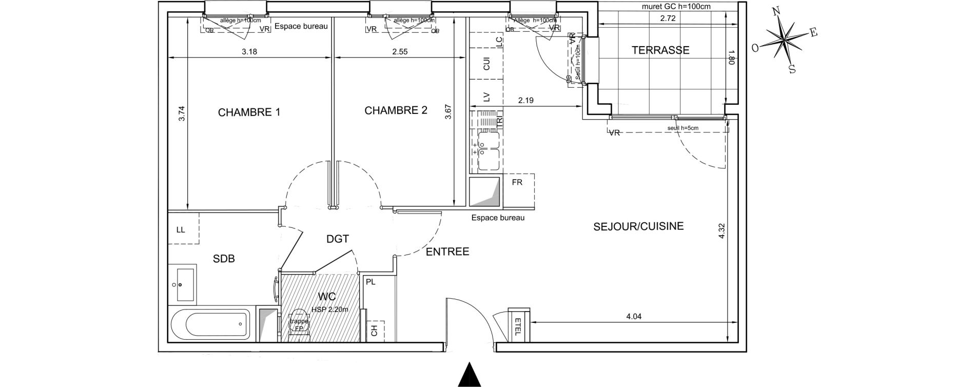 Appartement T3 de 61,52 m2 &agrave; Mionnay Centre