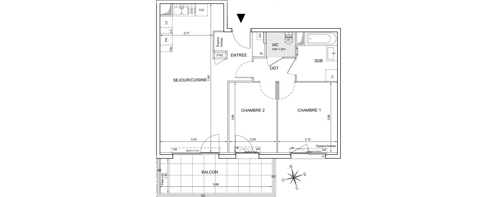 Appartement T3 de 61,19 m2 &agrave; Mionnay Centre