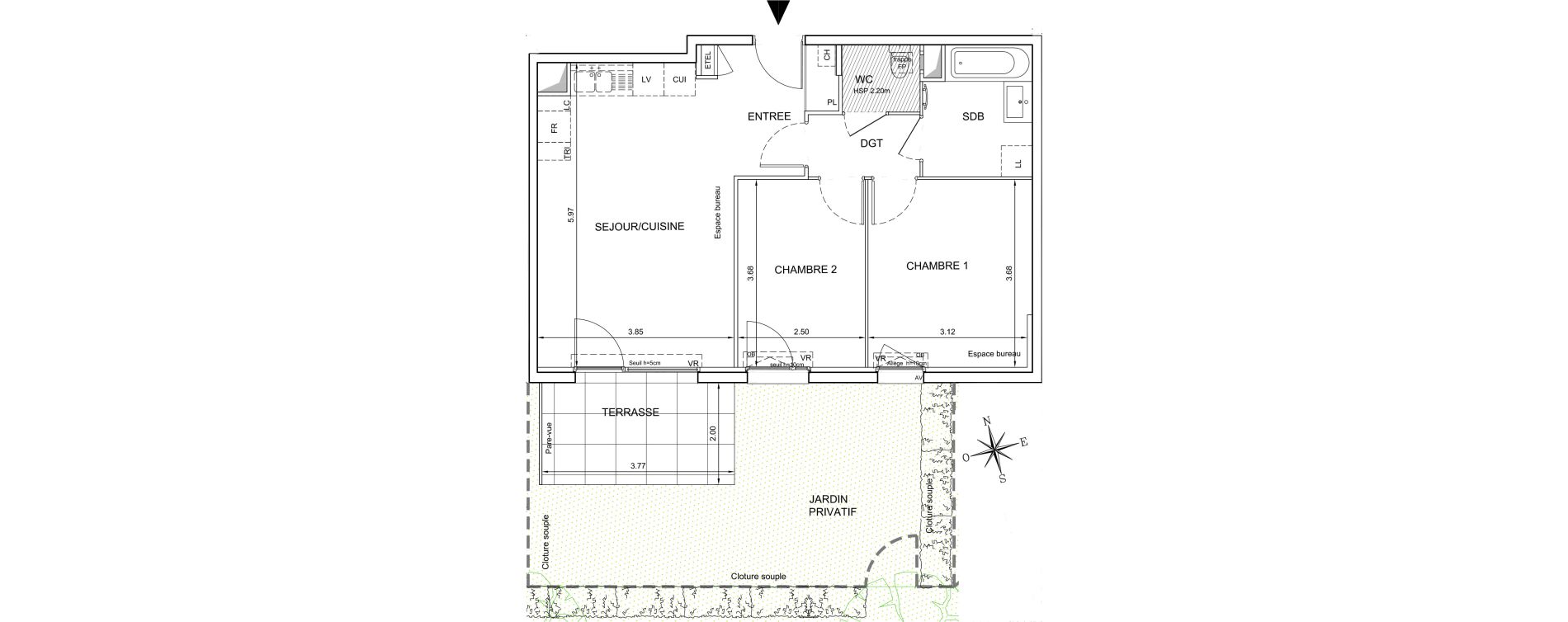 Appartement T3 de 57,81 m2 &agrave; Mionnay Centre