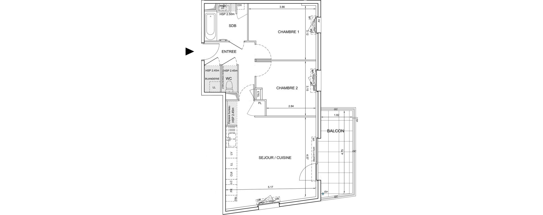 Appartement T3 de 62,97 m2 &agrave; Mionnay Centre