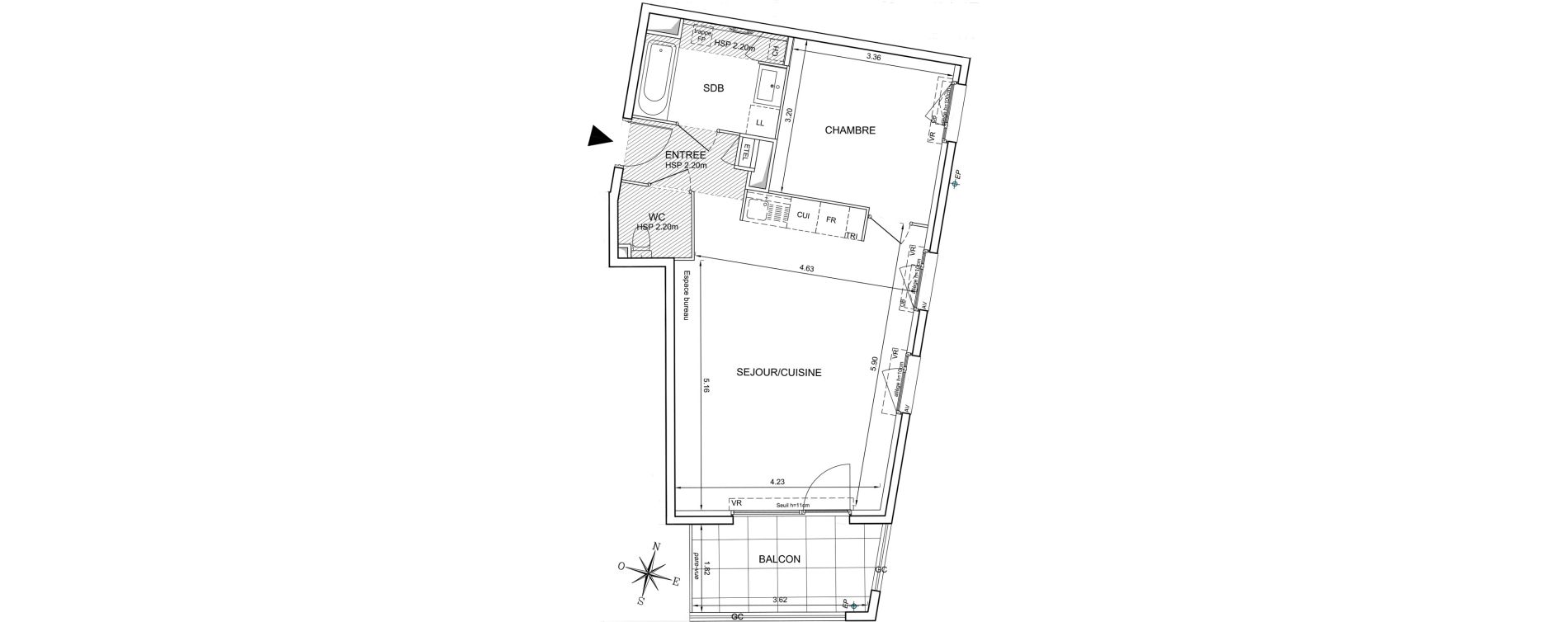 Appartement T2 de 51,62 m2 &agrave; Mionnay Centre