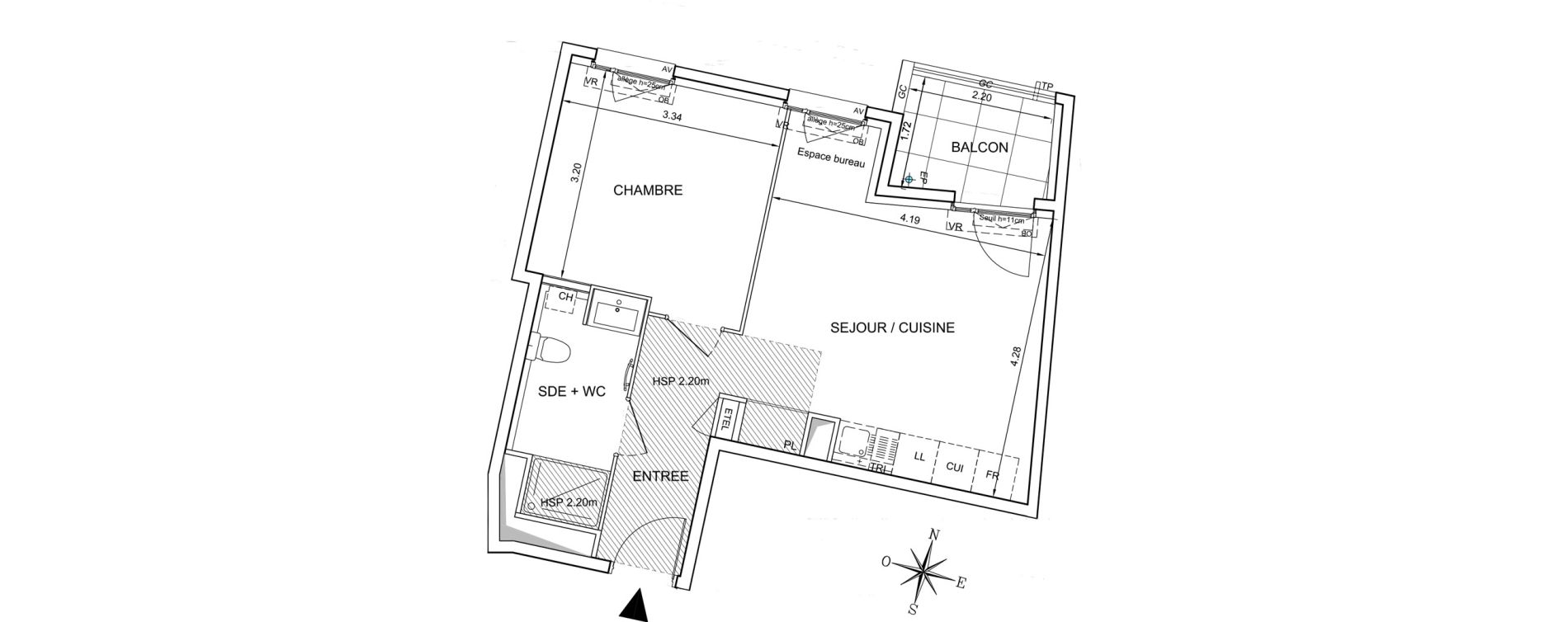 Appartement T2 de 40,43 m2 &agrave; Mionnay Centre