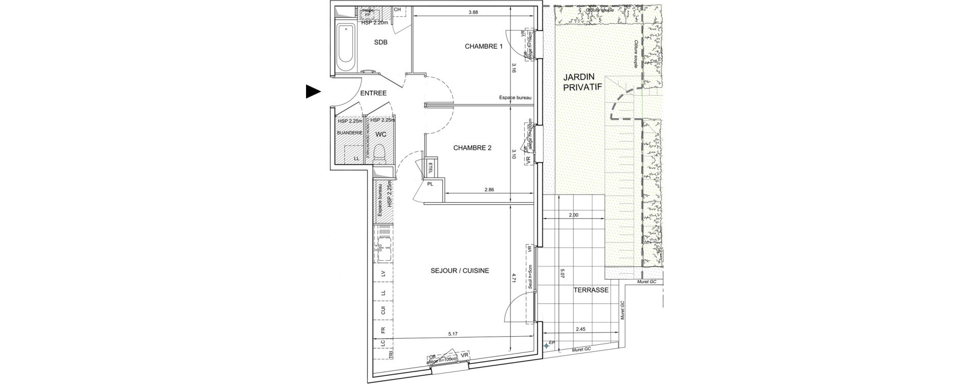 Appartement T3 de 63,17 m2 &agrave; Mionnay Centre