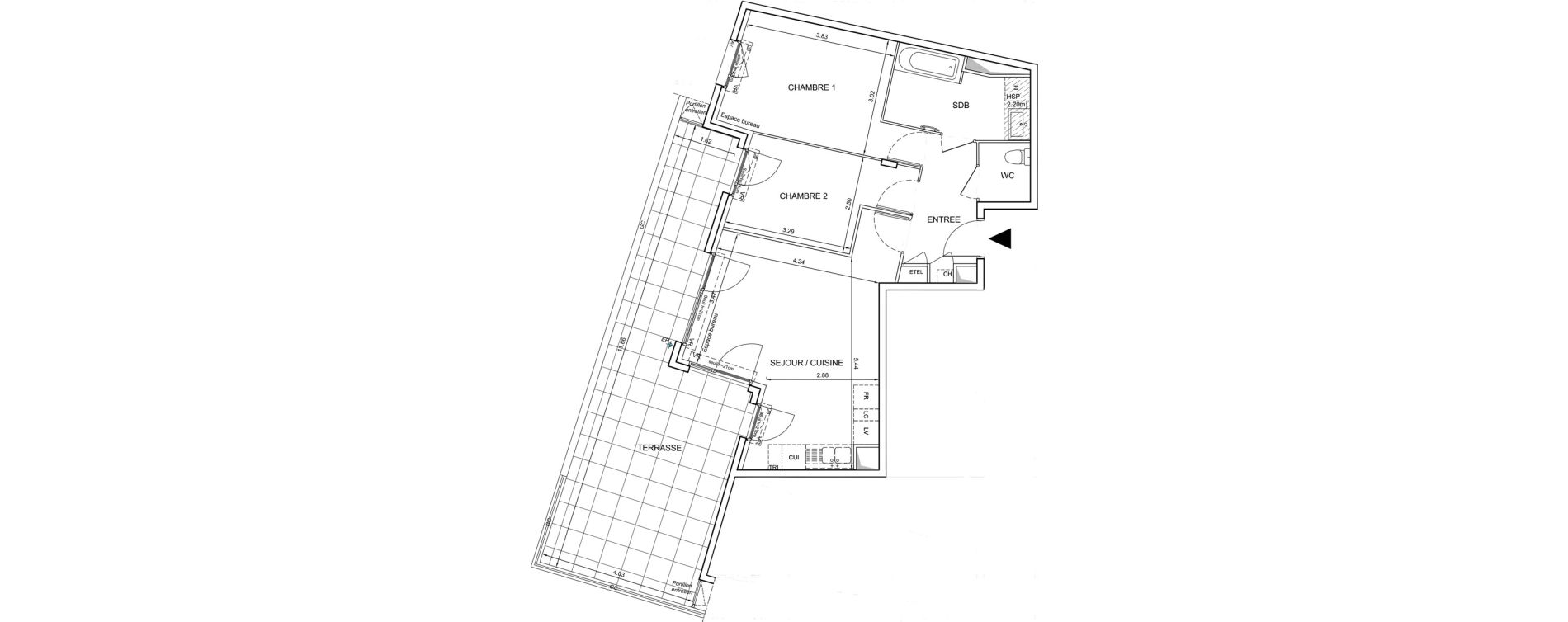 Appartement T3 de 60,76 m2 &agrave; Mionnay Centre