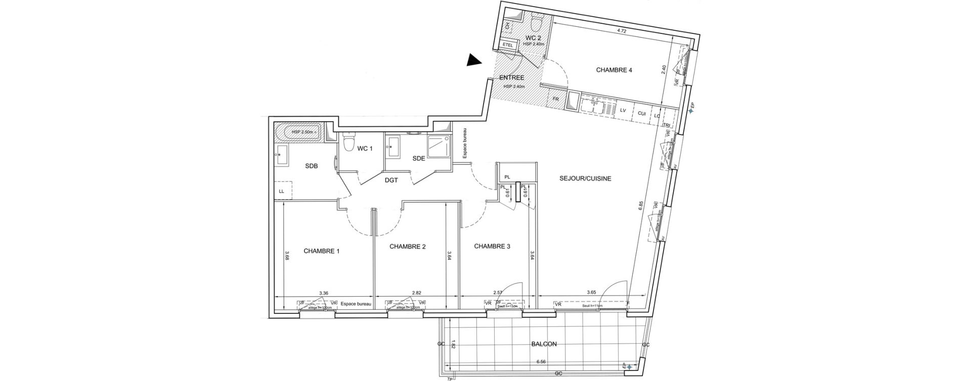 Appartement T5 de 100,21 m2 &agrave; Mionnay Centre