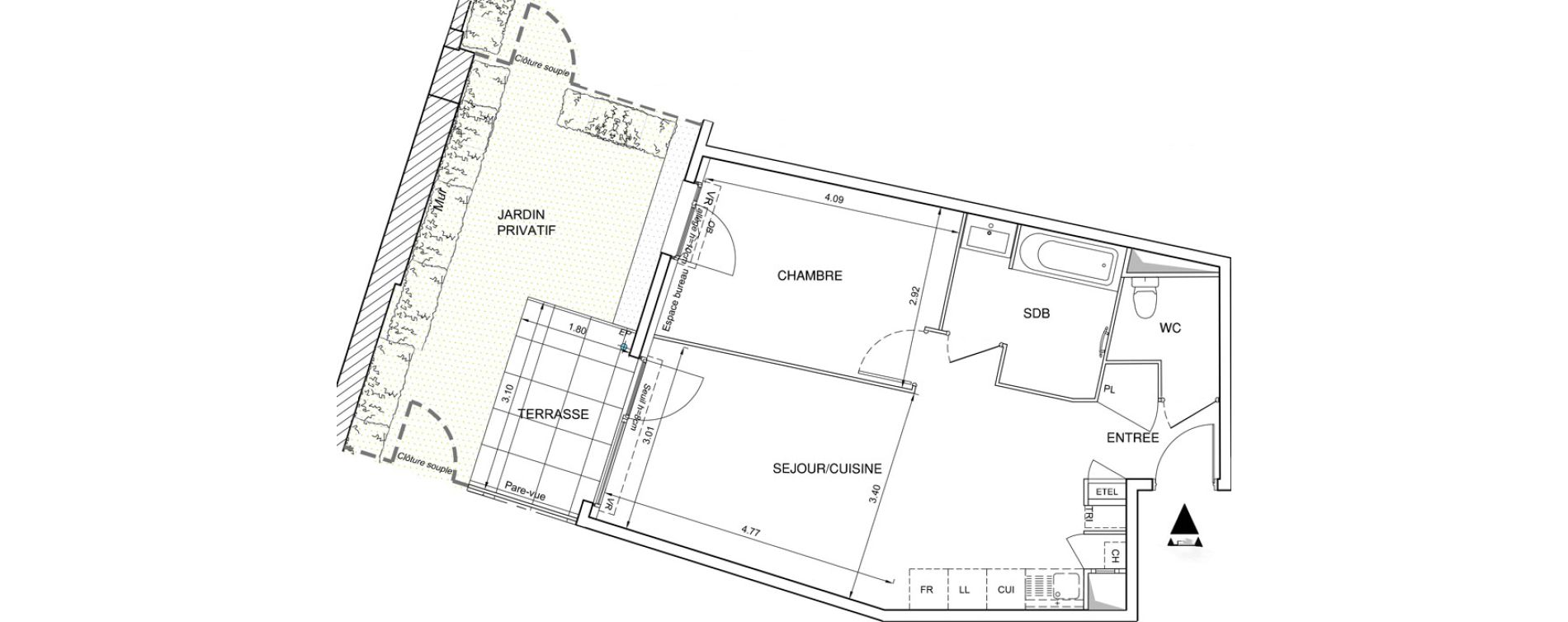 Appartement T2 de 49,88 m2 &agrave; Mionnay Centre