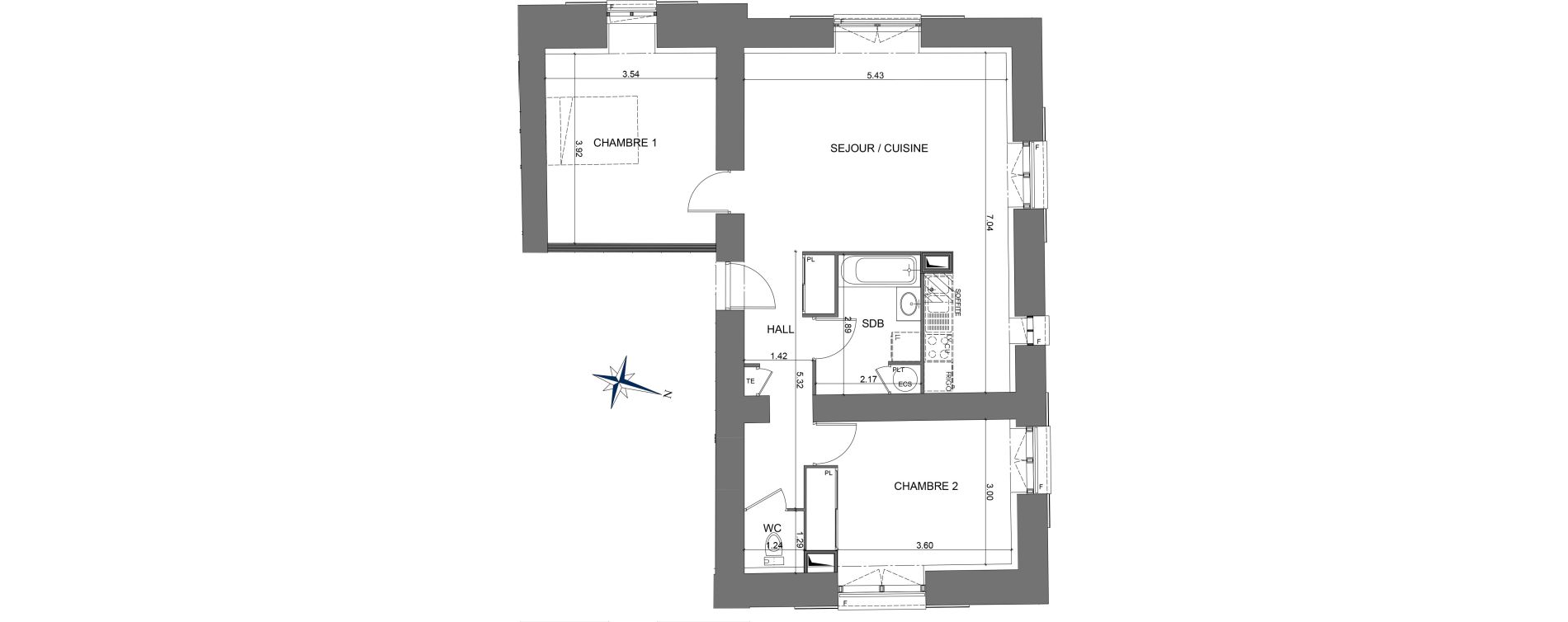 Appartement T3 de 68,46 m2 &agrave; Miribel Centre