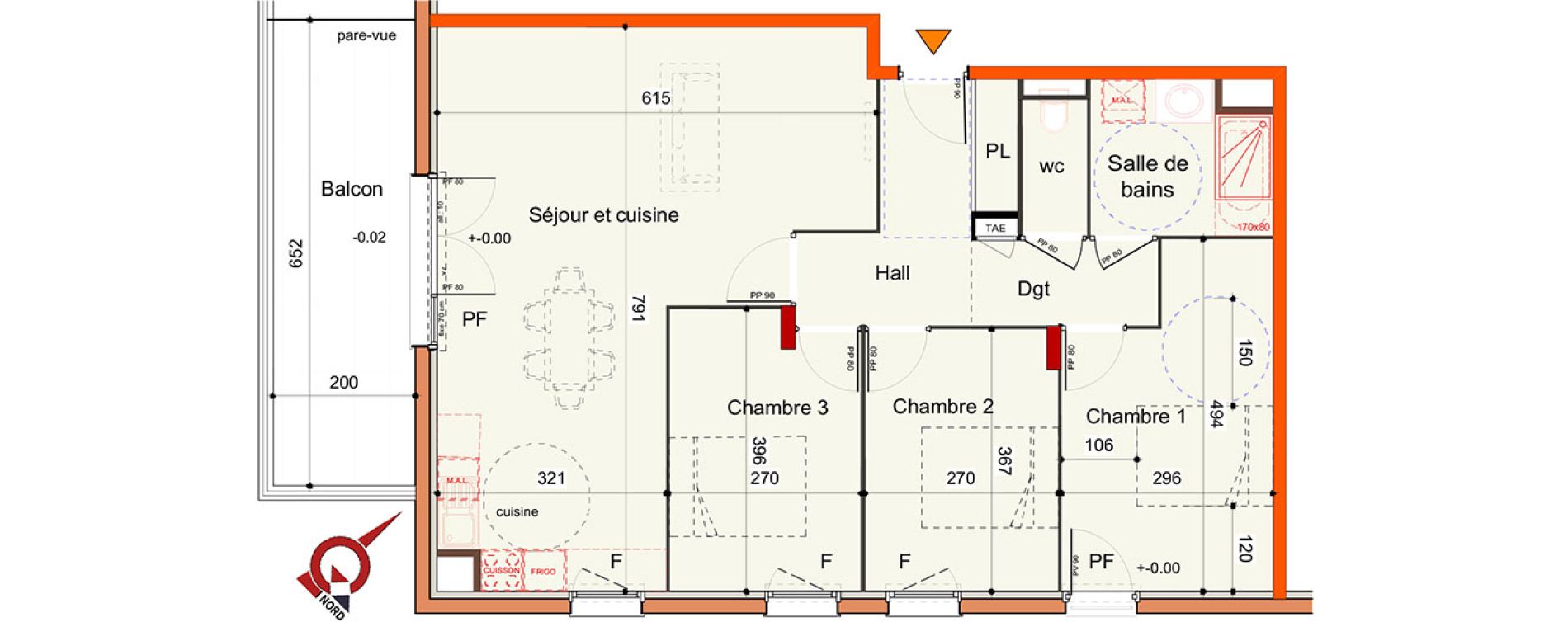 Appartement T4 de 85,35 m2 &agrave; Miribel Centre