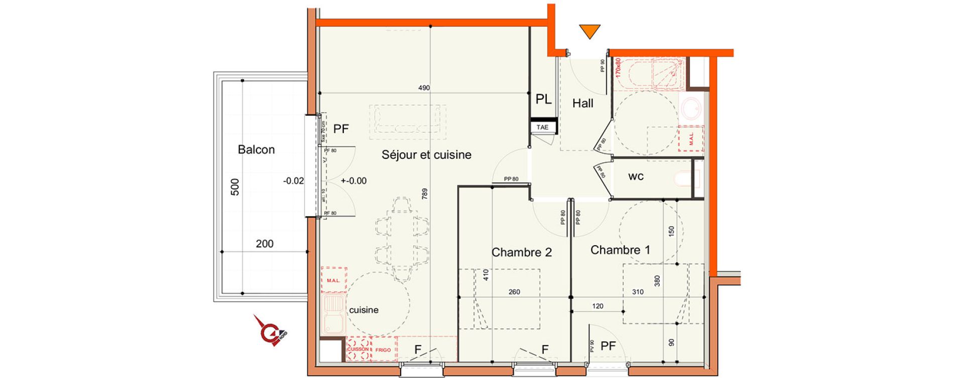 Appartement T3 de 65,55 m2 &agrave; Miribel Centre
