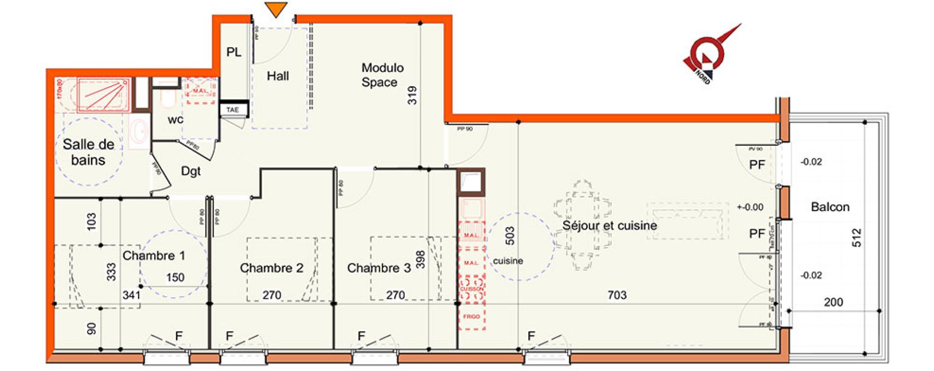 Appartement T4 de 91,95 m2 &agrave; Miribel Centre