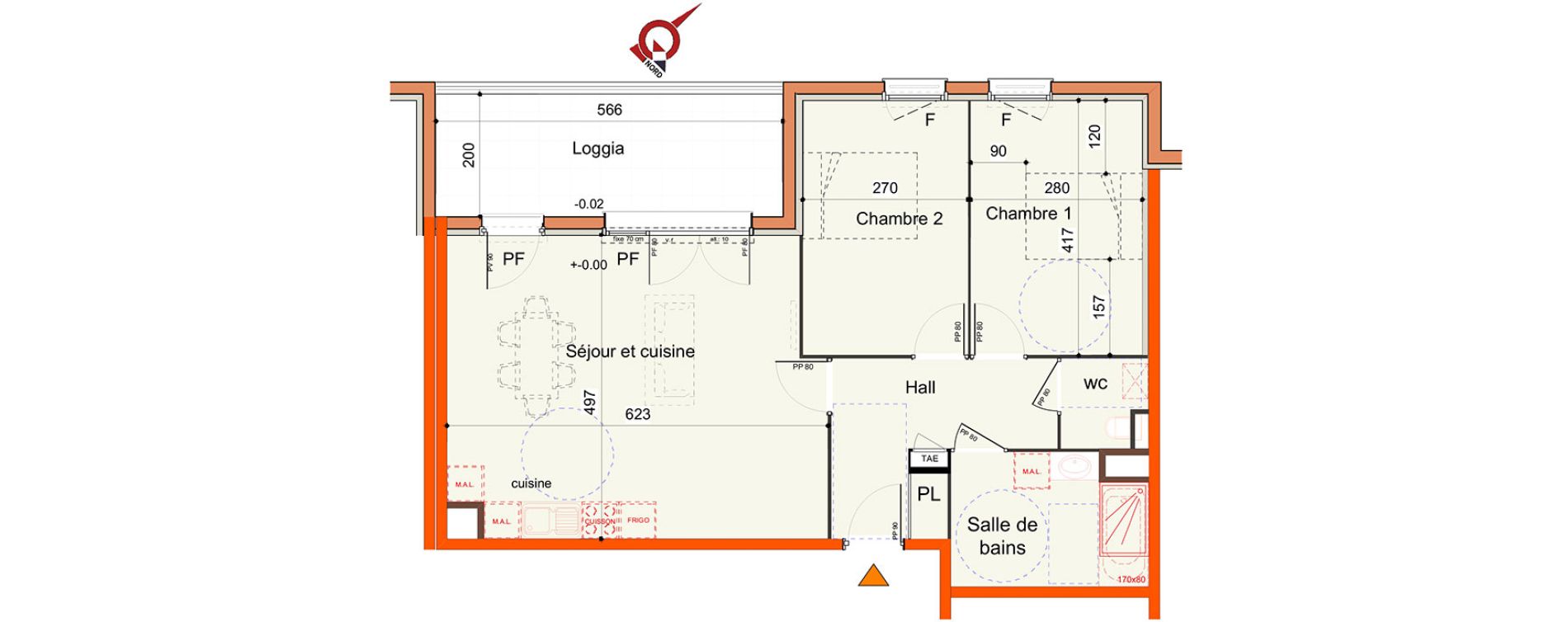 Appartement T3 de 69,05 m2 &agrave; Miribel Centre