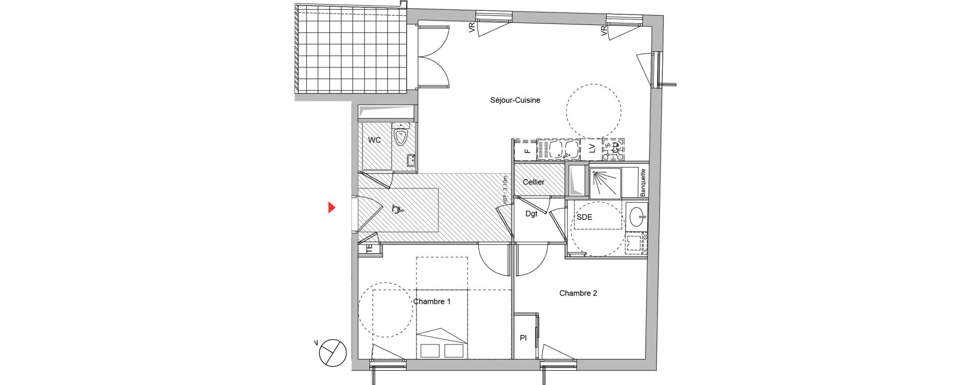 Appartement T3 de 66,27 m2 &agrave; Montluel Centre