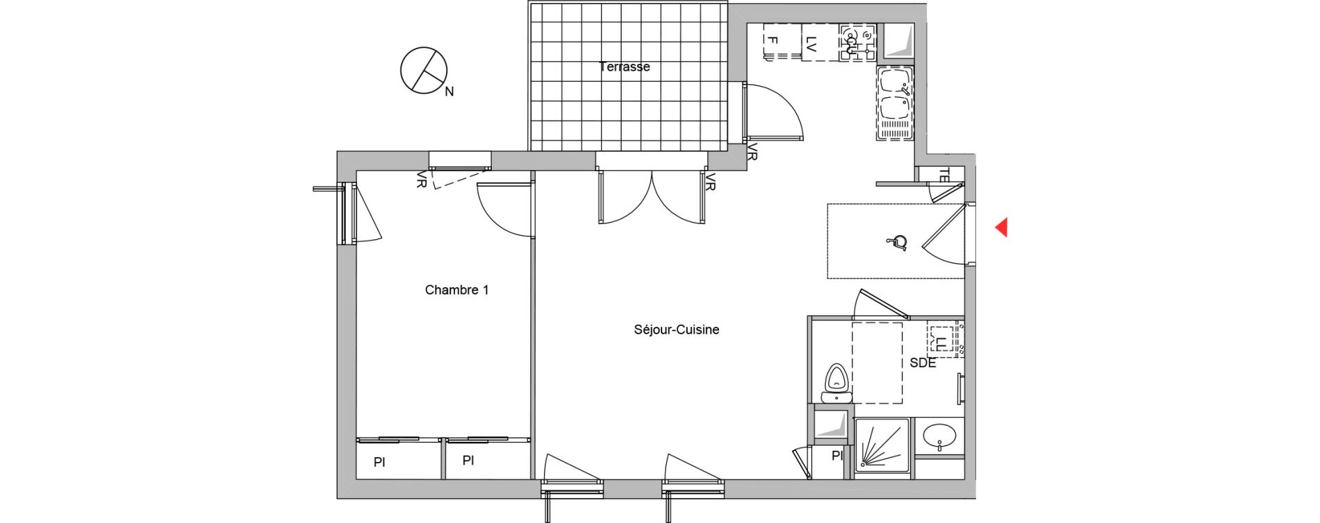 Appartement T2 de 52,54 m2 &agrave; Montluel Centre