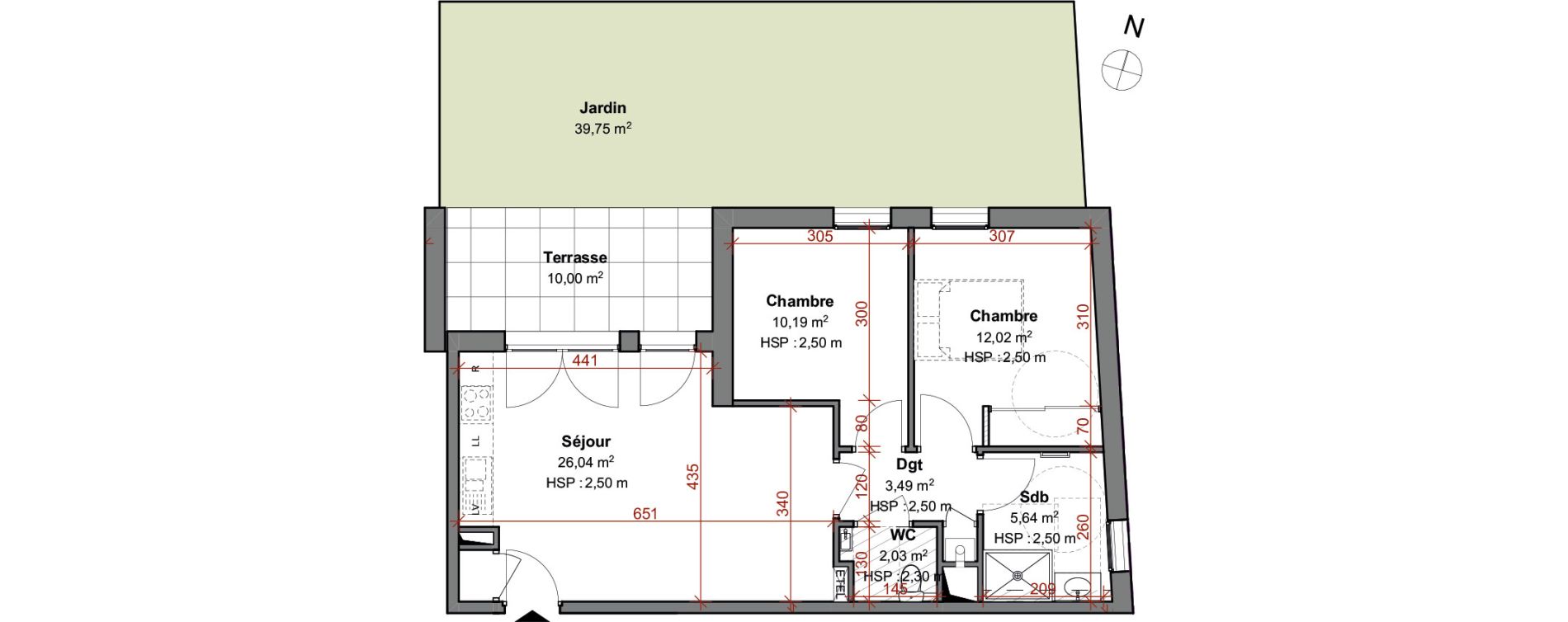 Appartement T3 de 59,41 m2 &agrave; Montluel Centre