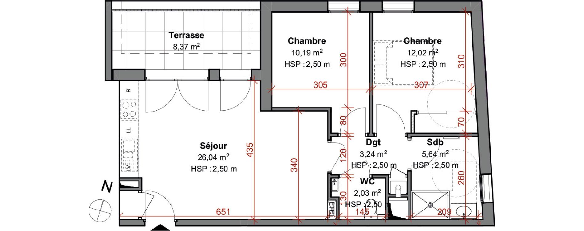 Appartement T3 de 59,16 m2 &agrave; Montluel Centre