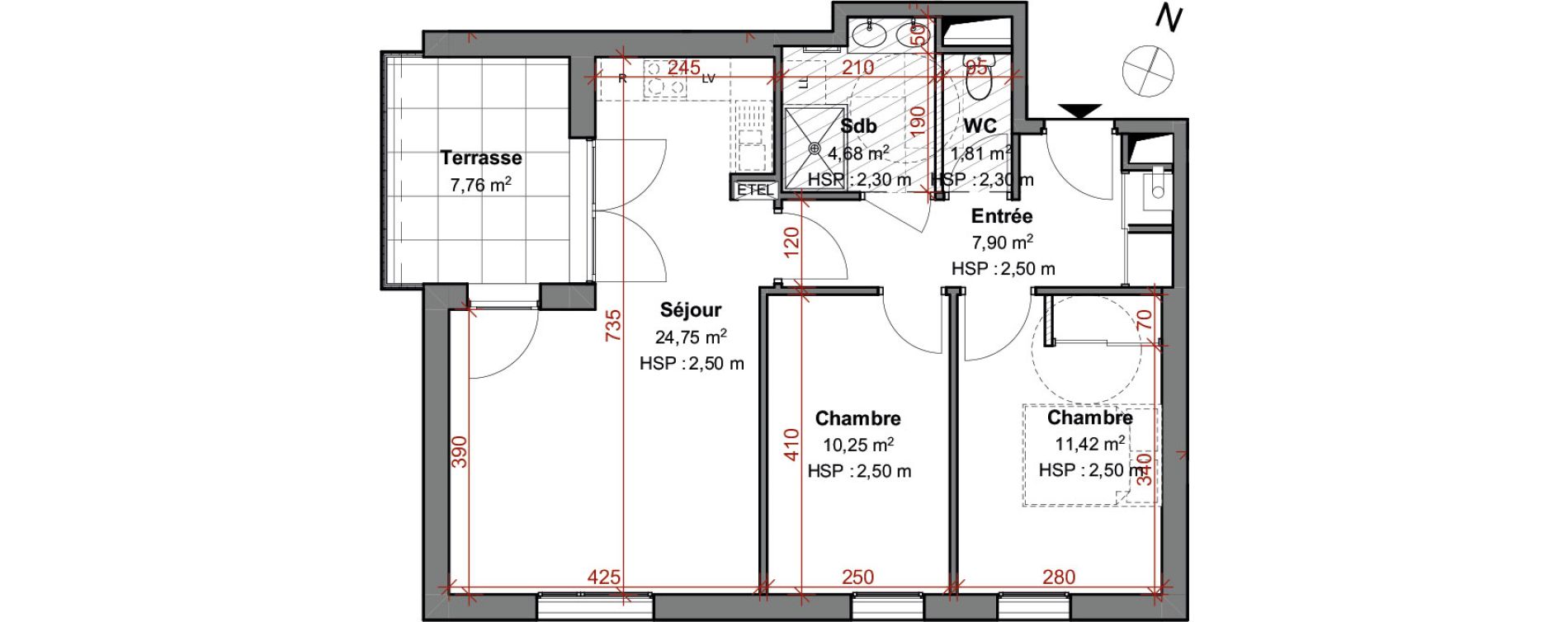 Appartement T3 de 60,81 m2 &agrave; Montluel Centre