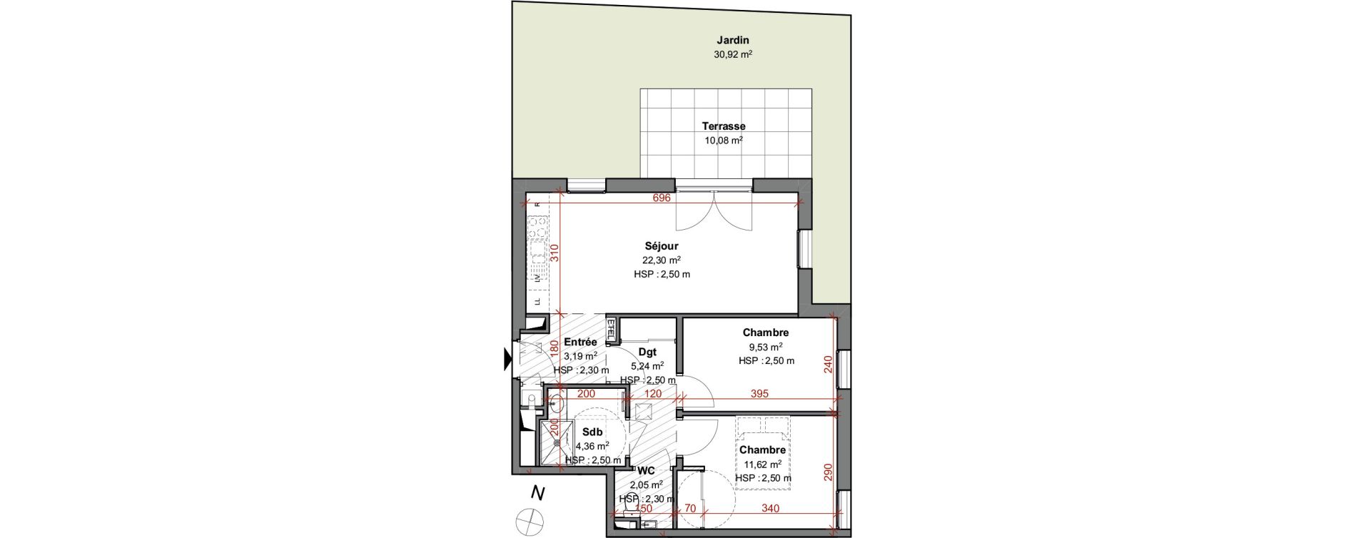 Appartement T3 de 58,29 m2 &agrave; Montluel Centre