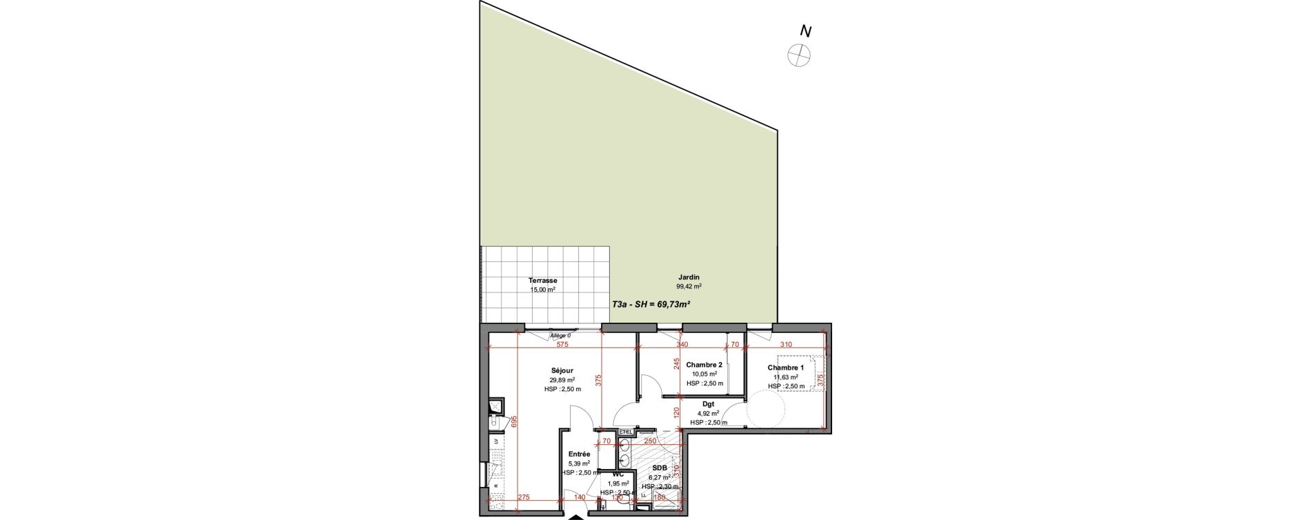 Appartement T3 de 70,10 m2 &agrave; Montluel Centre