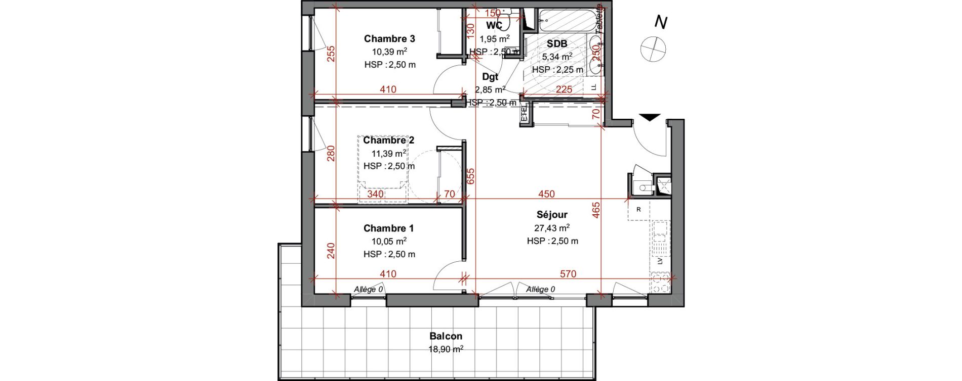 Appartement T4 de 69,40 m2 &agrave; Montluel Centre