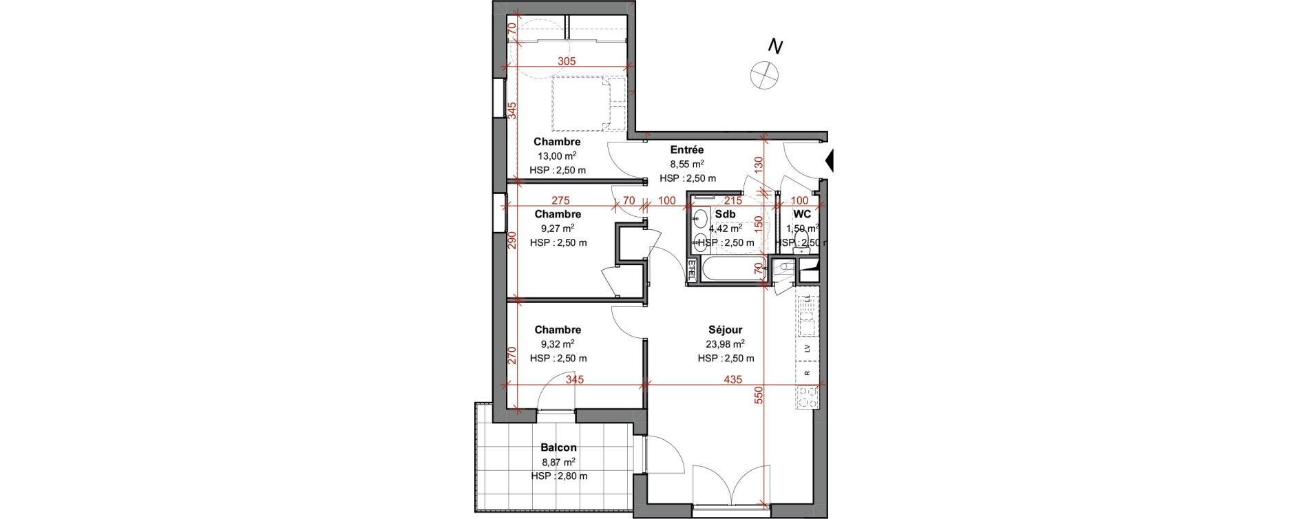 Appartement T4 de 70,04 m2 &agrave; Montluel Centre