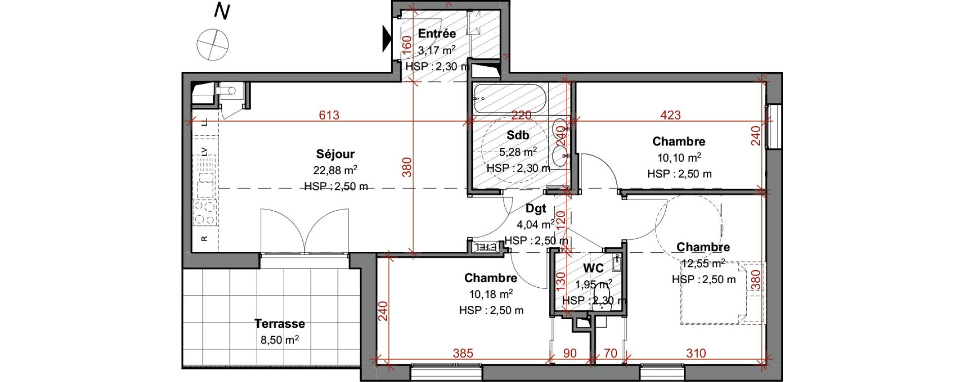 Appartement T4 de 70,15 m2 &agrave; Montluel Centre