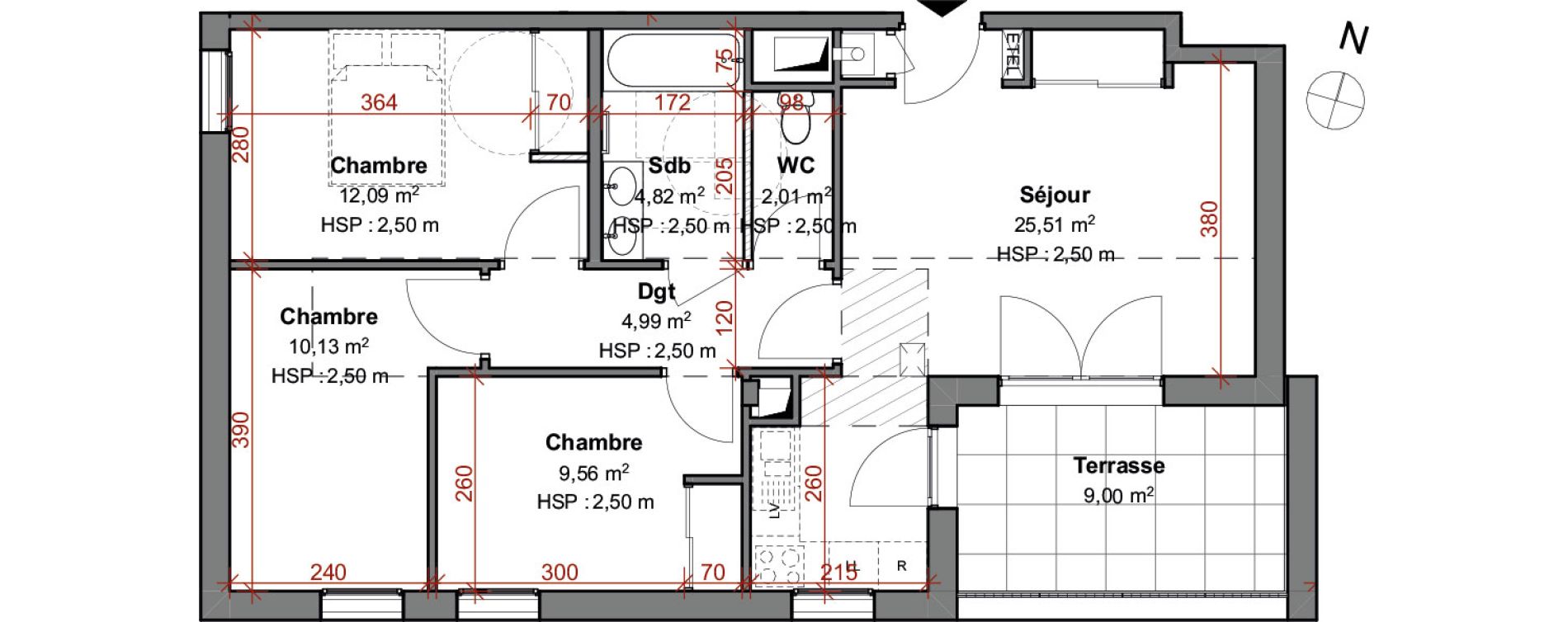Appartement T4 de 69,11 m2 &agrave; Montluel Centre