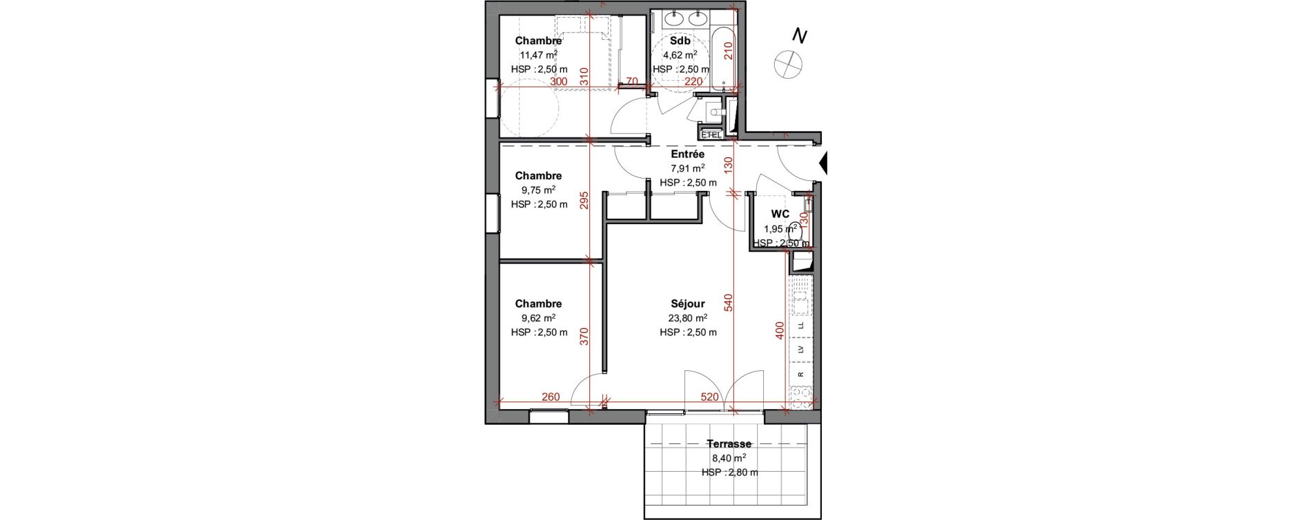 Appartement T4 de 69,12 m2 &agrave; Montluel Centre