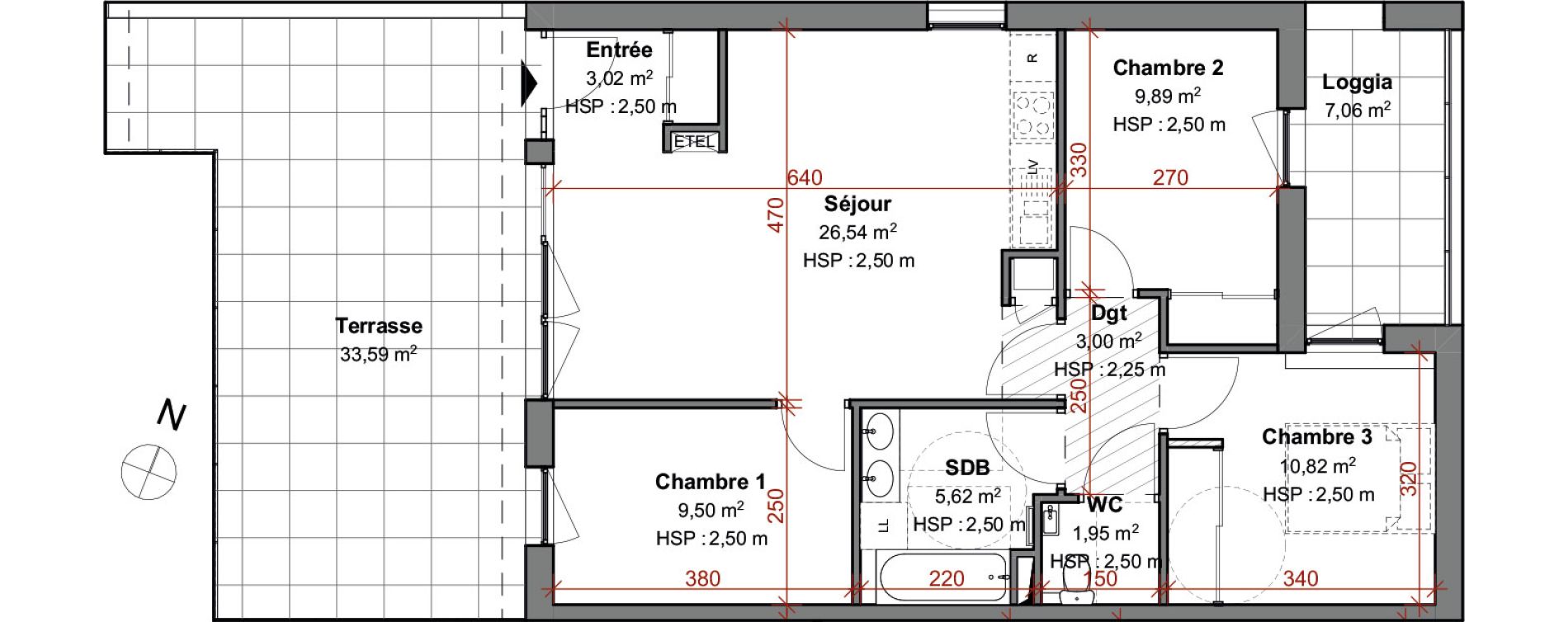 Appartement T4 de 70,34 m2 &agrave; Montluel Centre