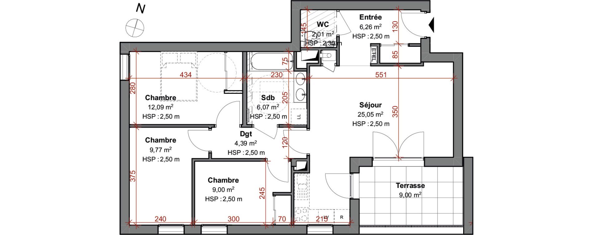 Appartement T4 de 74,64 m2 &agrave; Montluel Centre