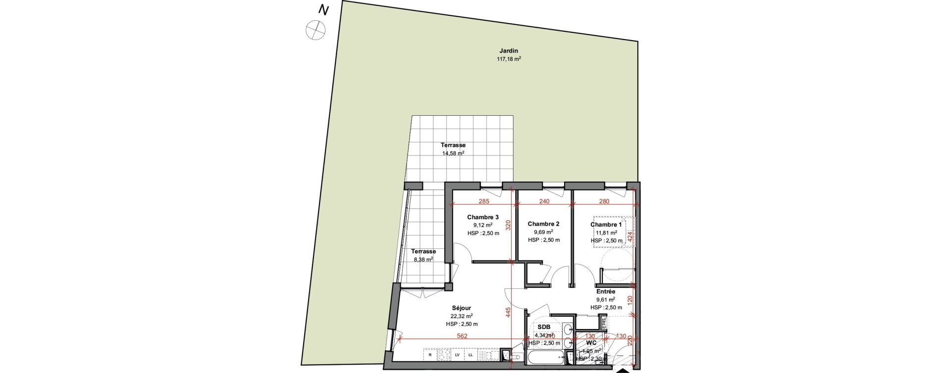 Appartement T4 de 68,84 m2 &agrave; Montluel Centre