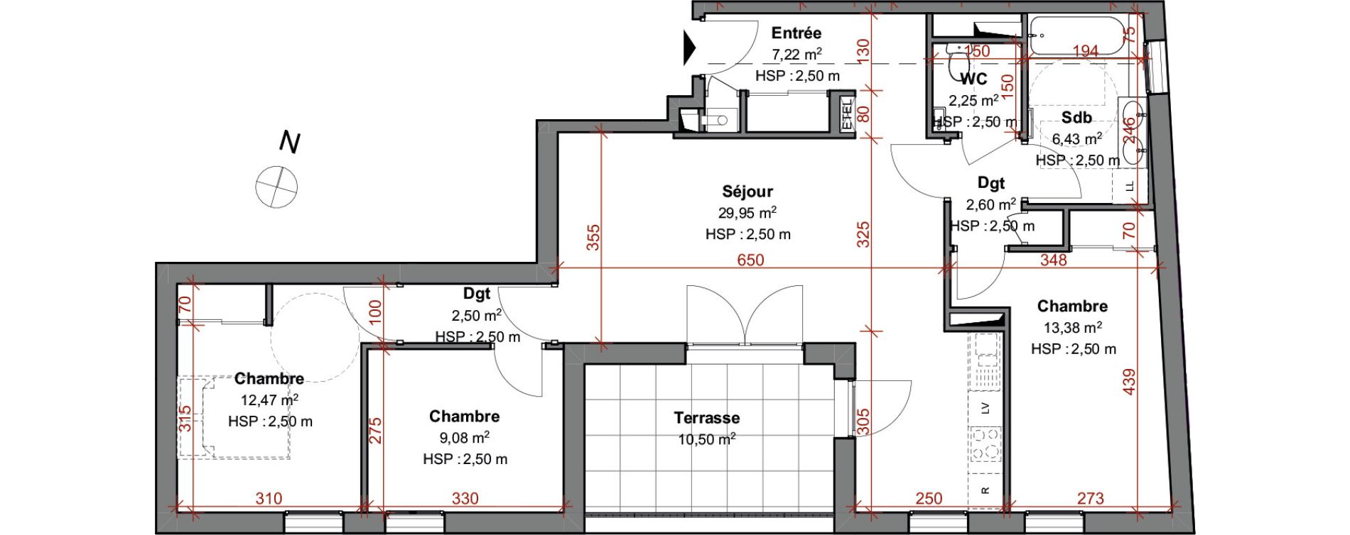 Appartement T4 de 85,88 m2 &agrave; Montluel Centre