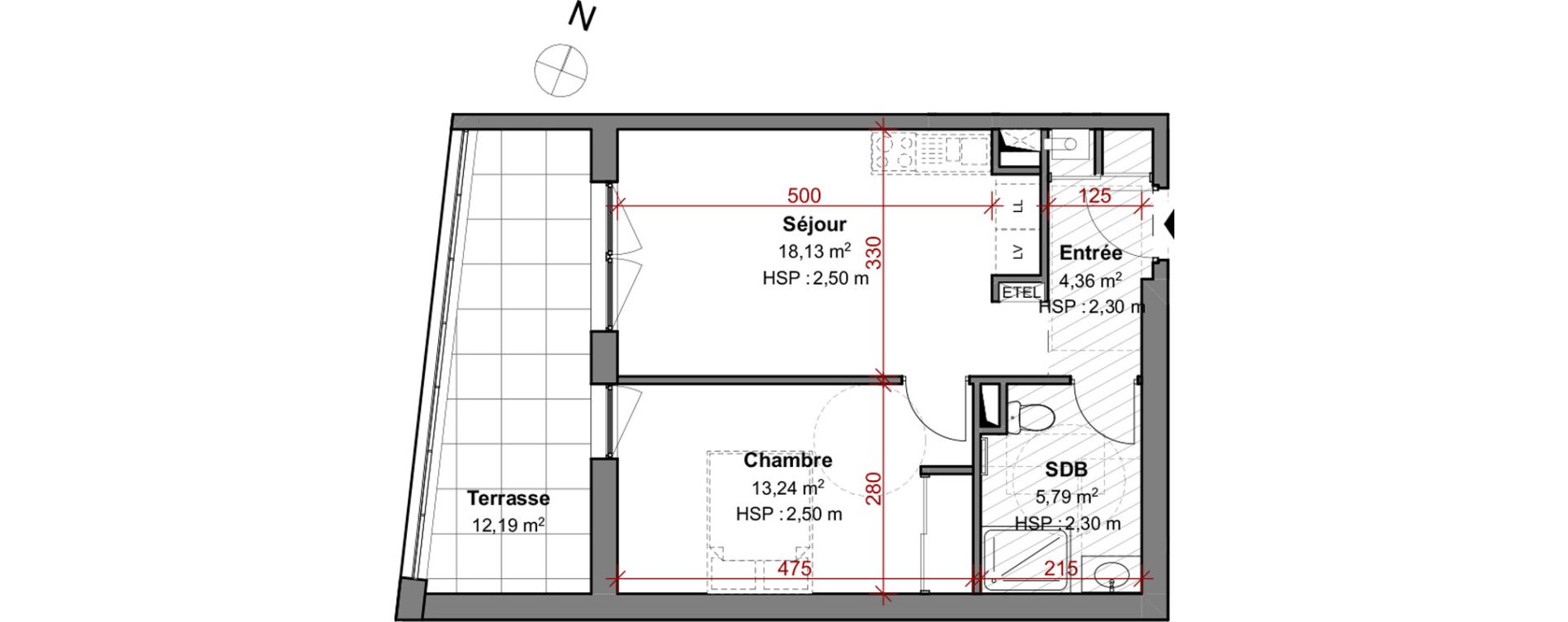 Appartement T2 de 41,52 m2 &agrave; Montluel Centre