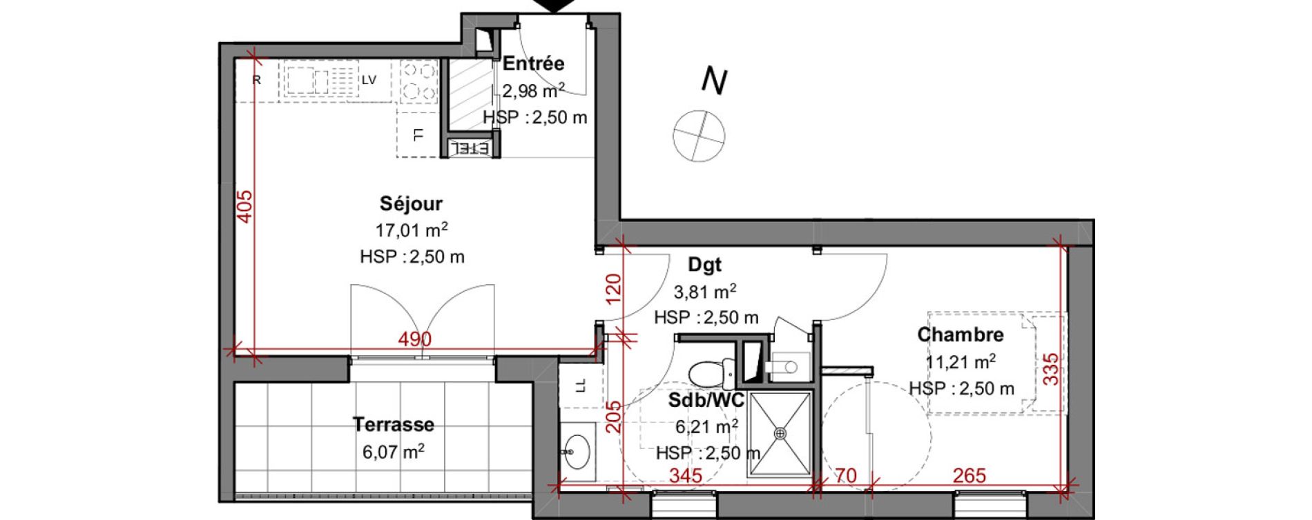 Appartement T2 de 41,22 m2 &agrave; Montluel Centre