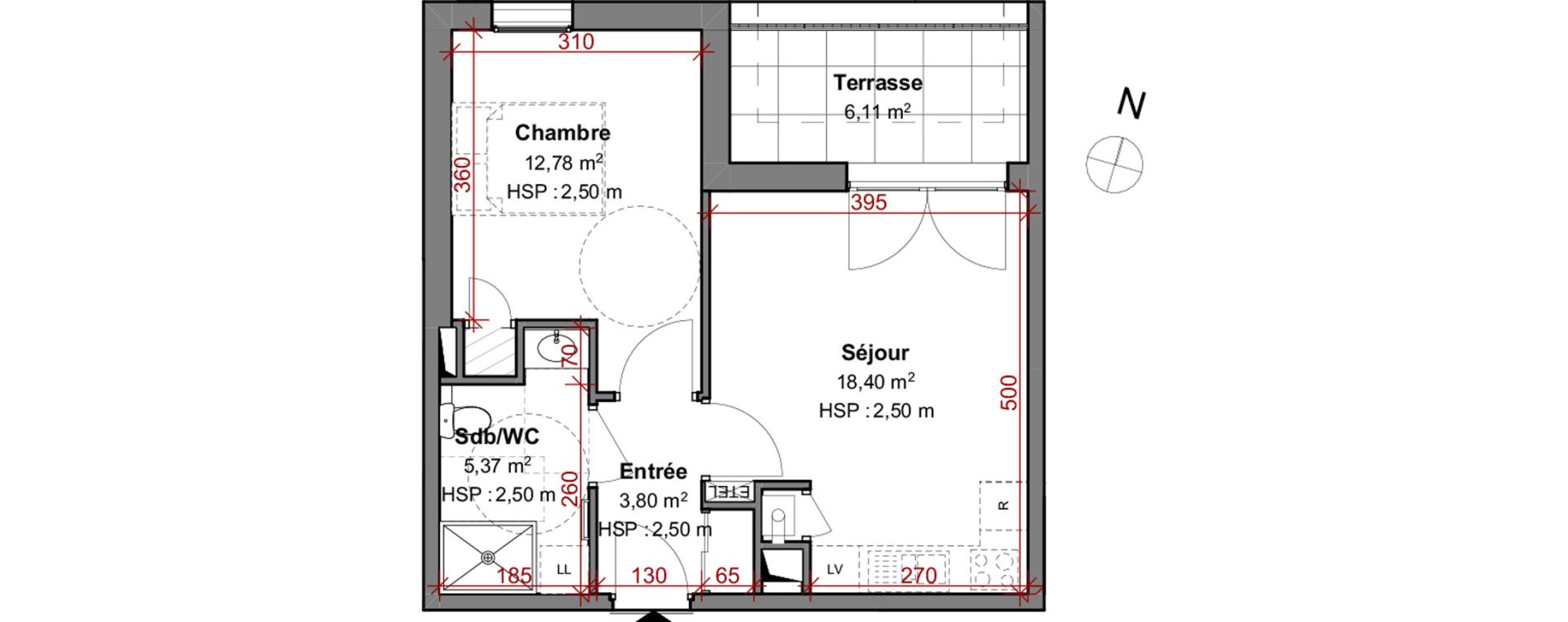 Appartement T2 de 40,35 m2 &agrave; Montluel Centre