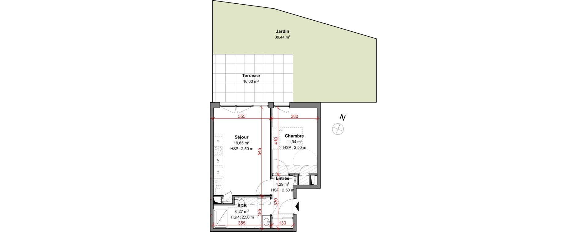 Appartement T2 de 42,15 m2 &agrave; Montluel Centre