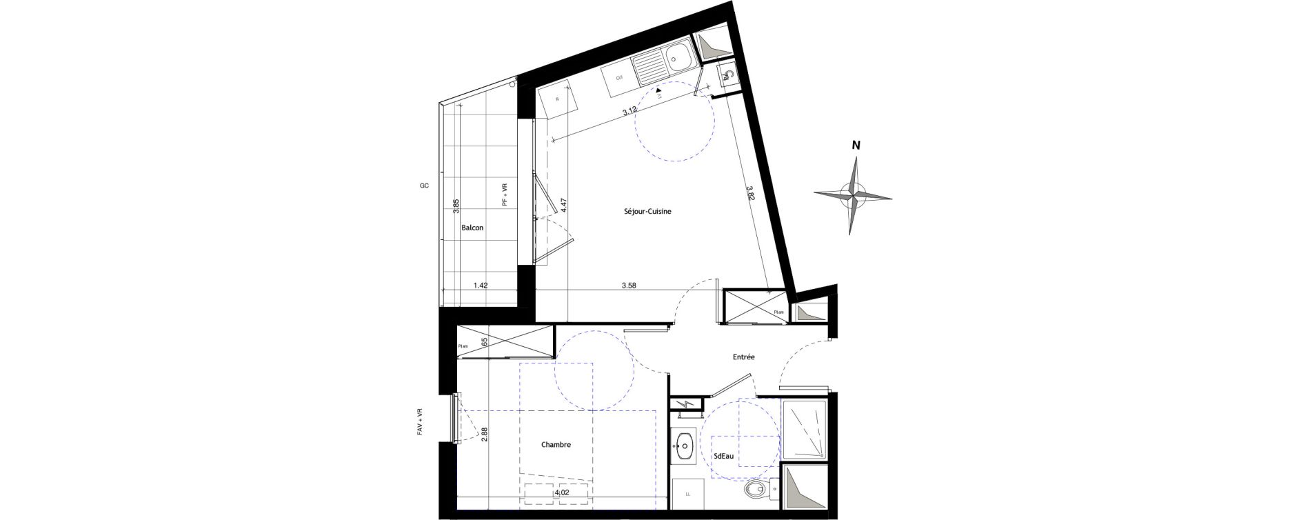 Appartement T2 de 45,44 m2 &agrave; Montluel Centre
