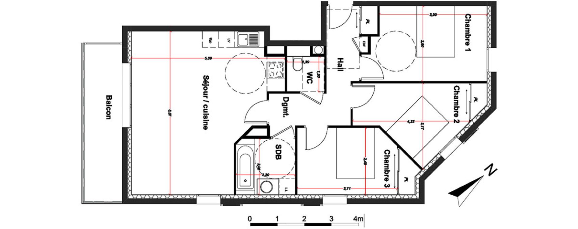 Appartement T4 de 75,30 m2 &agrave; Ornex Centre