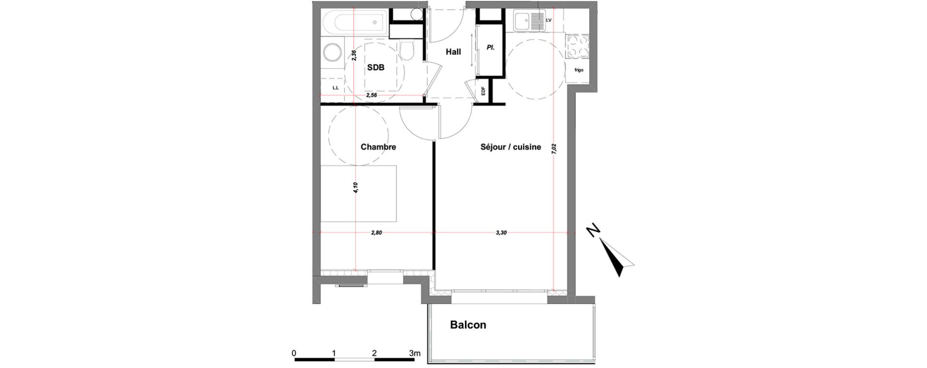 Appartement T2 de 40,90 m2 &agrave; Ornex Centre