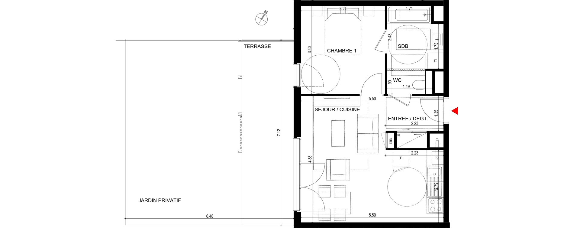 Appartement T2 de 43,32 m2 &agrave; Ornex Centre