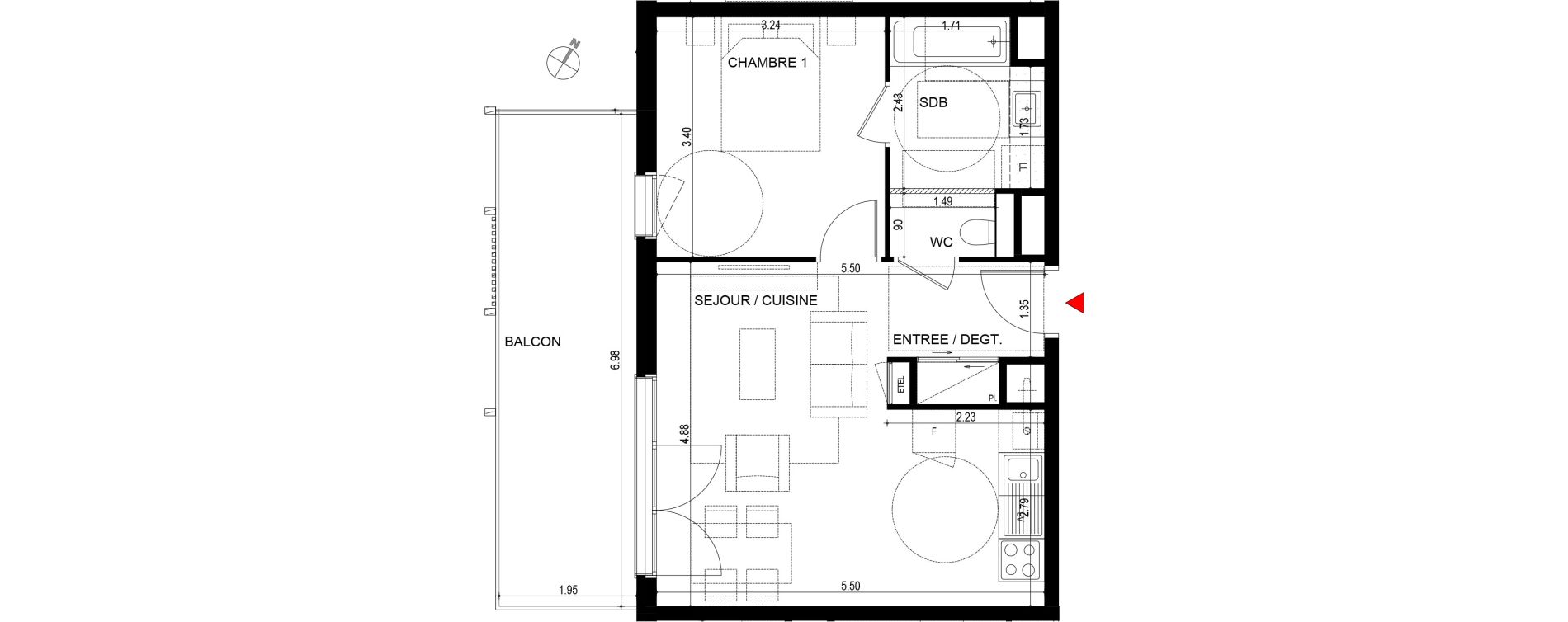 Appartement T2 de 43,33 m2 &agrave; Ornex Centre