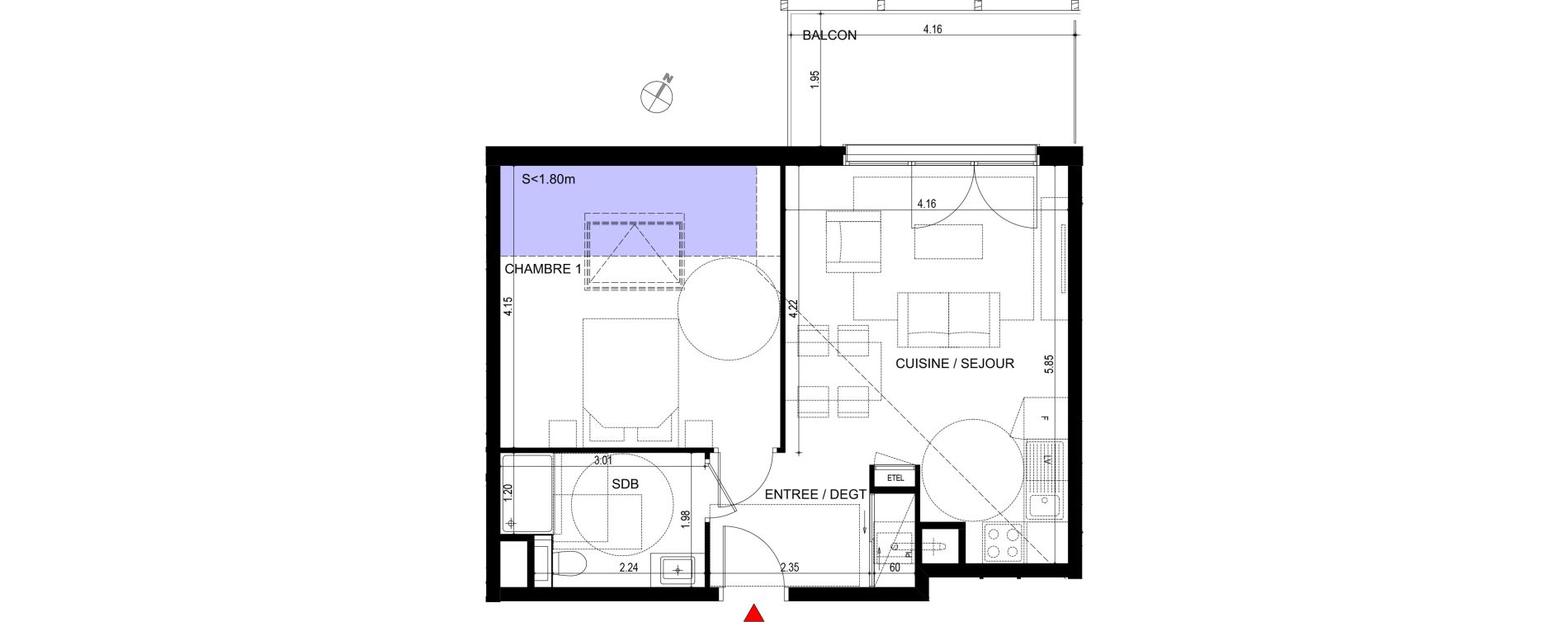 Appartement T2 de 43,28 m2 &agrave; Ornex Centre