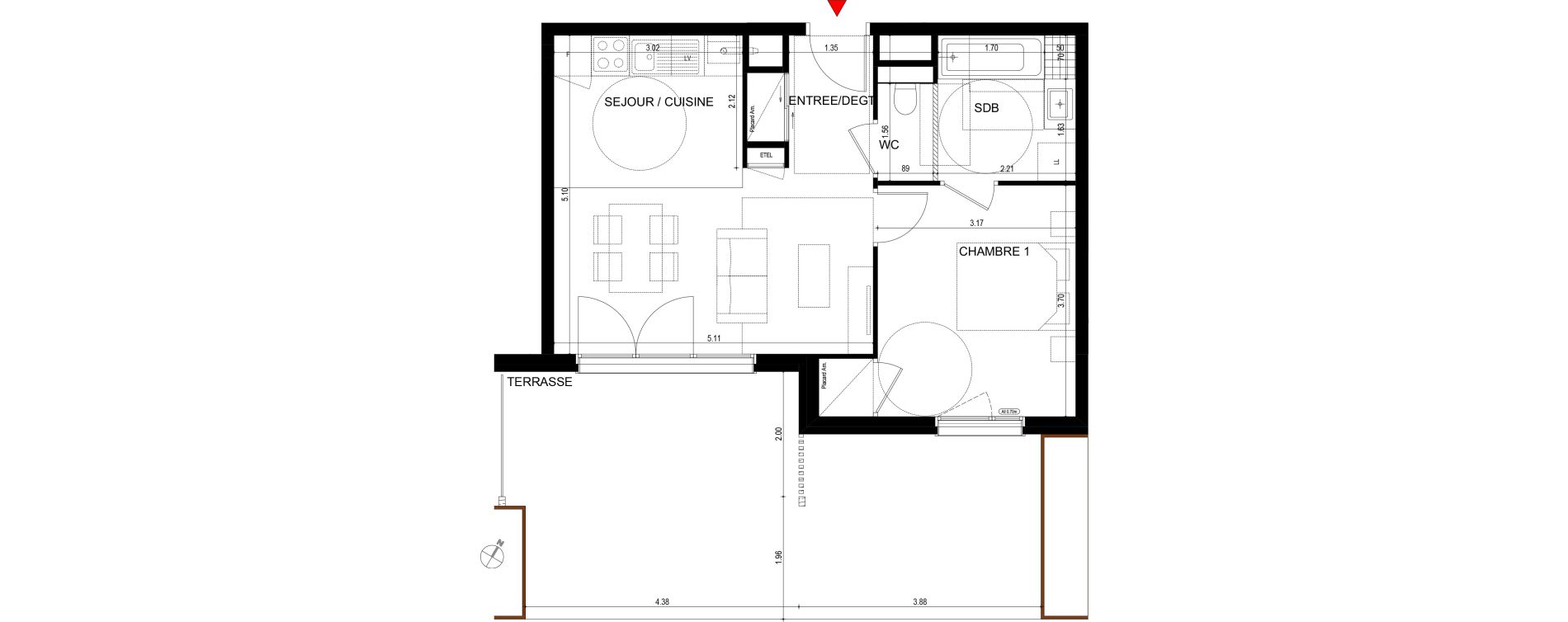 Appartement T2 de 44,23 m2 &agrave; Ornex Centre
