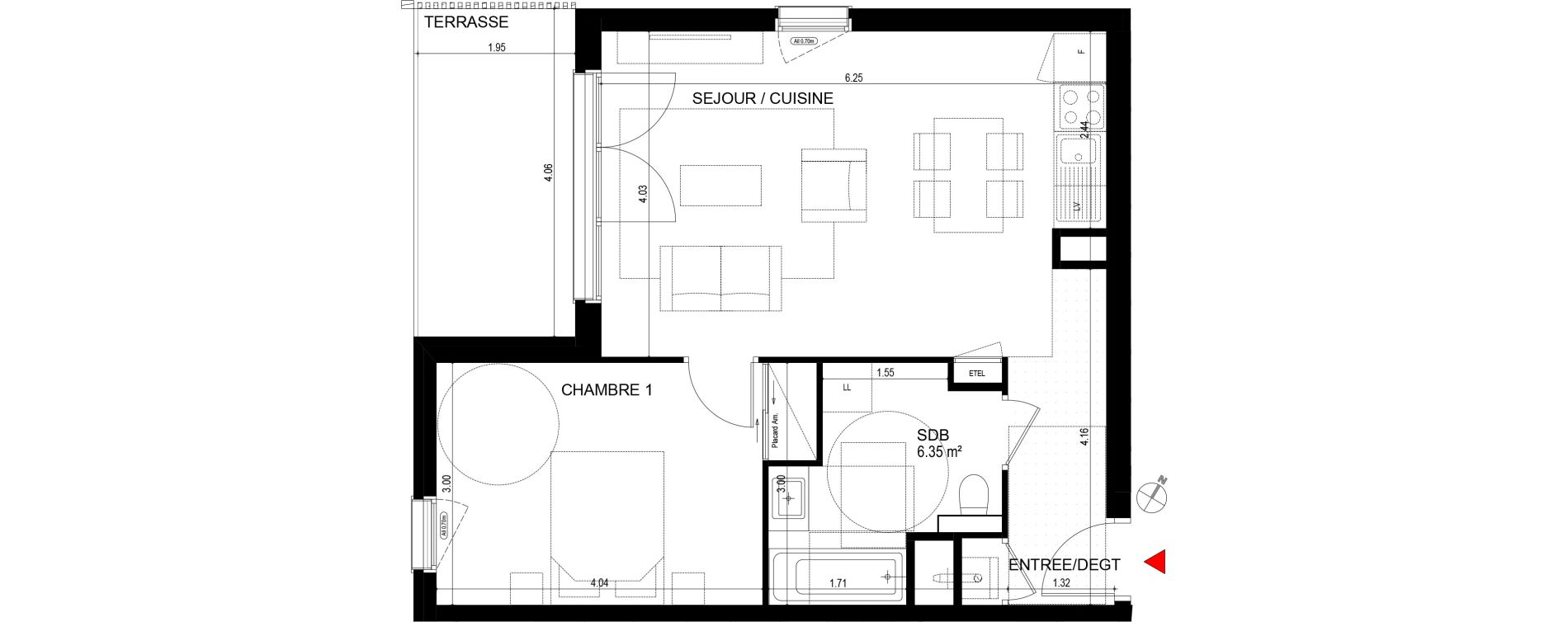 Appartement T2 de 47,89 m2 &agrave; Ornex Centre