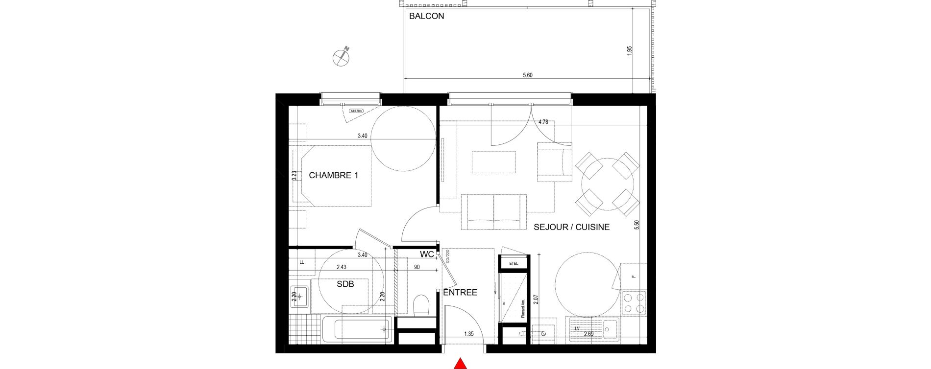 Appartement T2 de 43,18 m2 &agrave; Ornex Centre